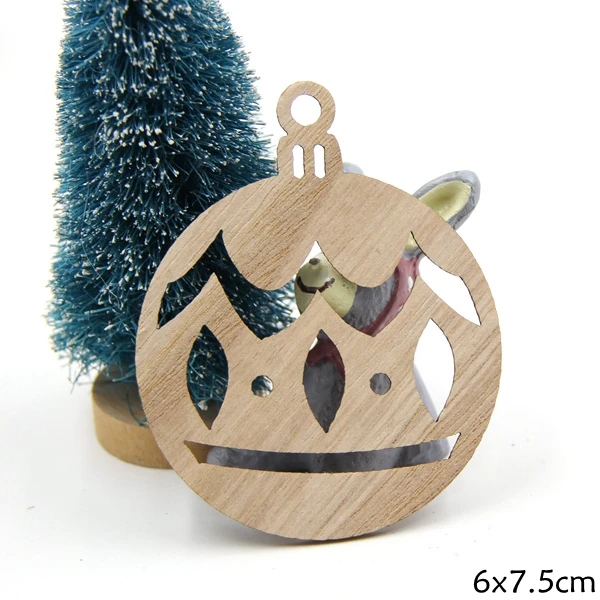 10 шт. DIY мульти Tpye натуральные рождественские деревянные подвески, украшения для рождественской вечеринки, подвески на елку, подарки для детей - Цвет: Ball