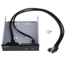 1 pcs Floppy Disk USB 3.0 19Pin 2 Ports Front Panel Bay Hub Bracket Cable