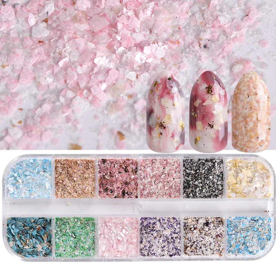 1 Case Mixed 12 Color Irregular Paillette Nail Art Sequins Colorful ...