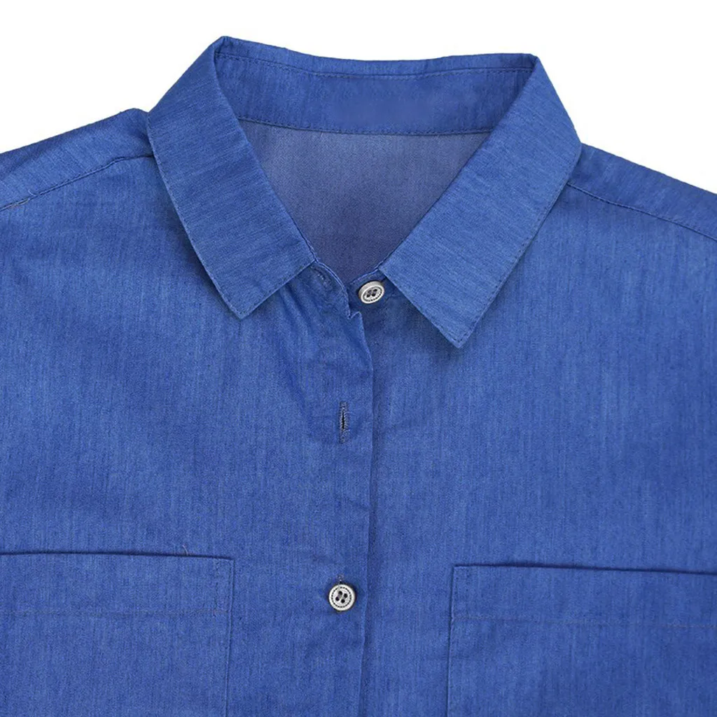 Для женщин джинсовая рубашка Винтаж синие джинсовые блузки Повседневное с длинным рукавом Женские кофты блуза Femme Blusas Femininas De Invierno; Vero d2