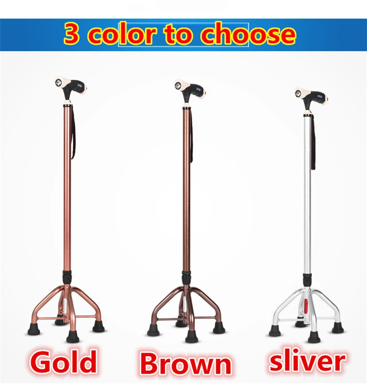 Wholesale crutch manufacturers handicapped equipment ergonomic four-legged walking crutch with light for the disabled00