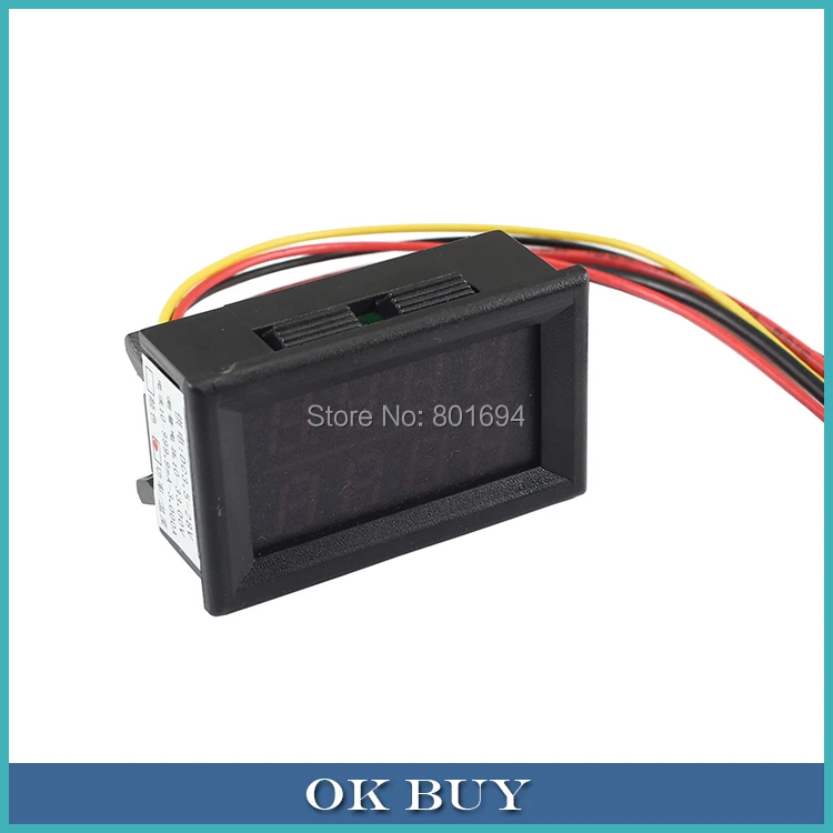 

Red Mutifunctional Measurement 4 in 1 Digital Voltmeter Ammeter Temperature Thermometer Powermeter Tester DC 0~33V/3A/100W
