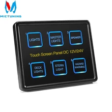 for Car RV Marine Boat Car Button Push Switch 6 Way Switches Touch Screen Multi-function Combination Switch Panel