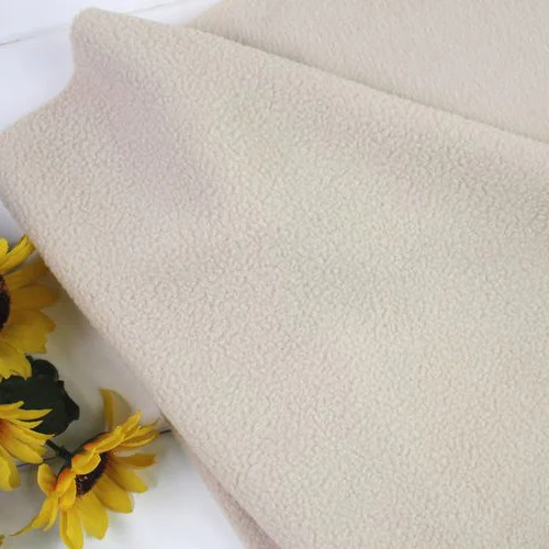 Khaki Polyester Polar Fleece Fabric anti pilling one side Fleece Fabric Handmade Fabric By The