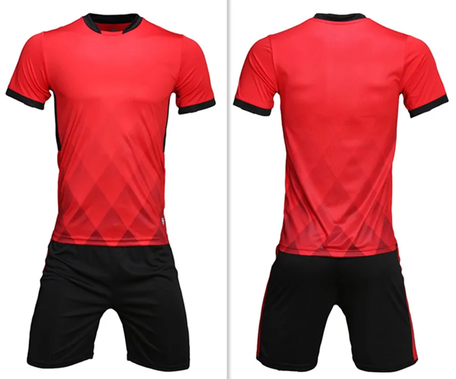 Zmsm Для мужчин футбольные трикотажные наборы пользовательских Футбол форма футбол спортивный костюм высокое качество Футбол рубашка спортивный костюм L1606 - Цвет: Красный