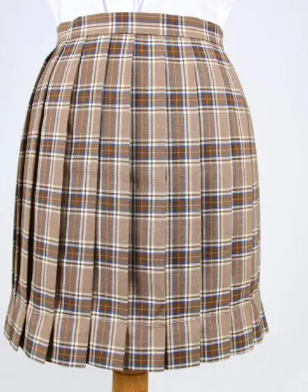 Японская Корейская версия коротких юбок, школьная форма, костюм Jk, плиссированная юбка Лолиты для девочек, школьная клетчатая плиссированная юбка JKA2 - Цвет: tan