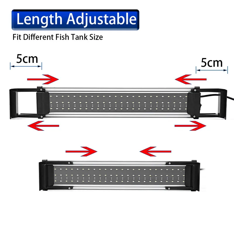 144 Led Fish Tank Lamp Aquarium Lights 2835smd 90CM Extensible AC100-240V For 85-100cm Fish Tank Aluminum+Acrylic Material