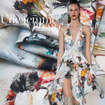 

Dye ink - heavy stretch satin silk silk satin digital inkjet printing clothing cheongsam fabric