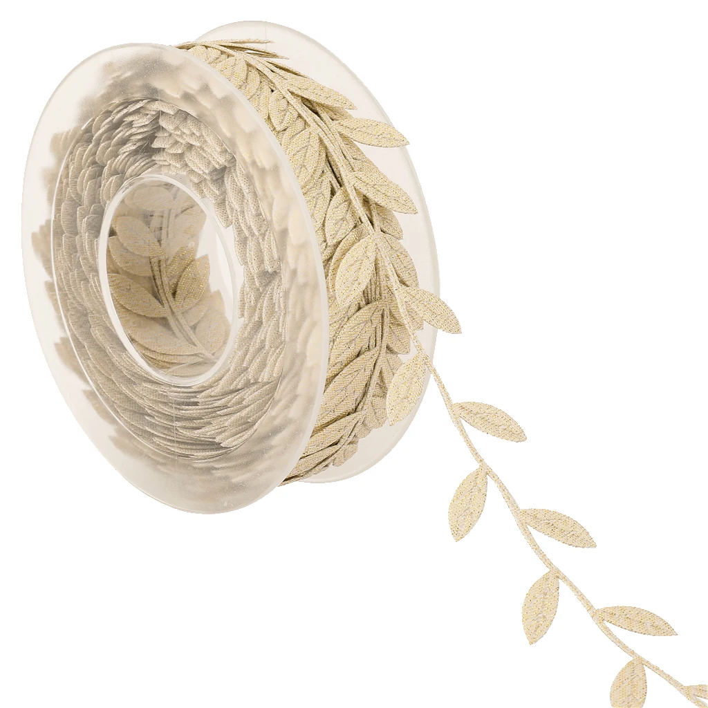 DIY 15m Leaves Ribbon Trim Wreath for Wedding Birthday Christmas Wall Crafts Dress Clothes Party Decor Scrapbooking Cardmaking