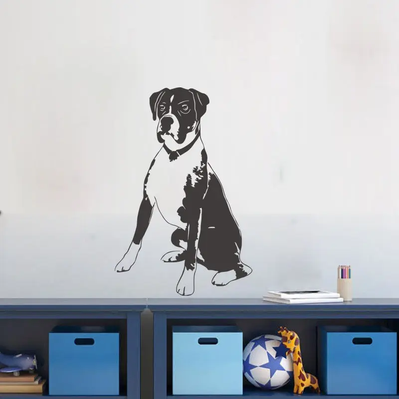 Lovely Boxer Dog Wall Decal Home Decor Kids Bedroom Cute Puppy Pet Shop
