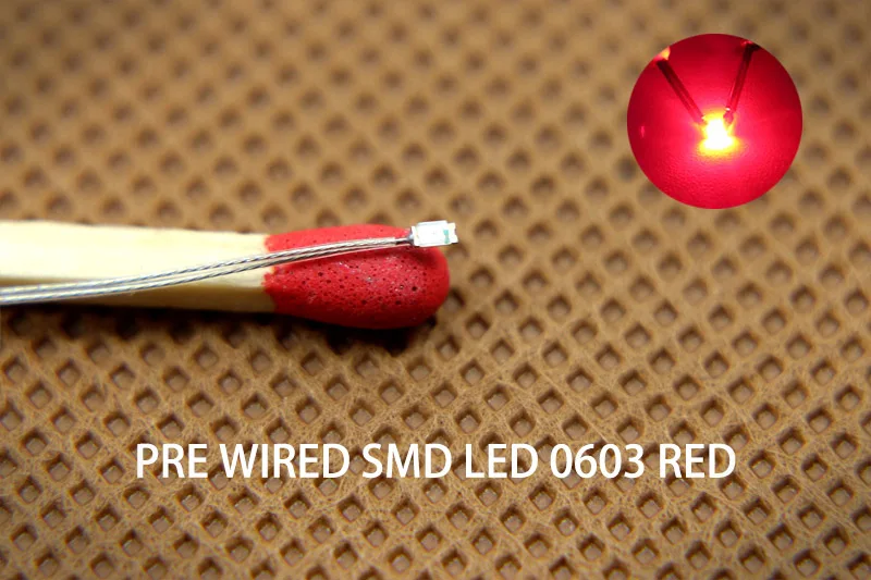 T0603 20 шт. 0603 SMD светодиодный S предварительно припаянный micro litz проводной СВЕТОДИОД Синий Зеленый Оранжевый Красный Желтый SMD светодиодный - Цвет: Красный