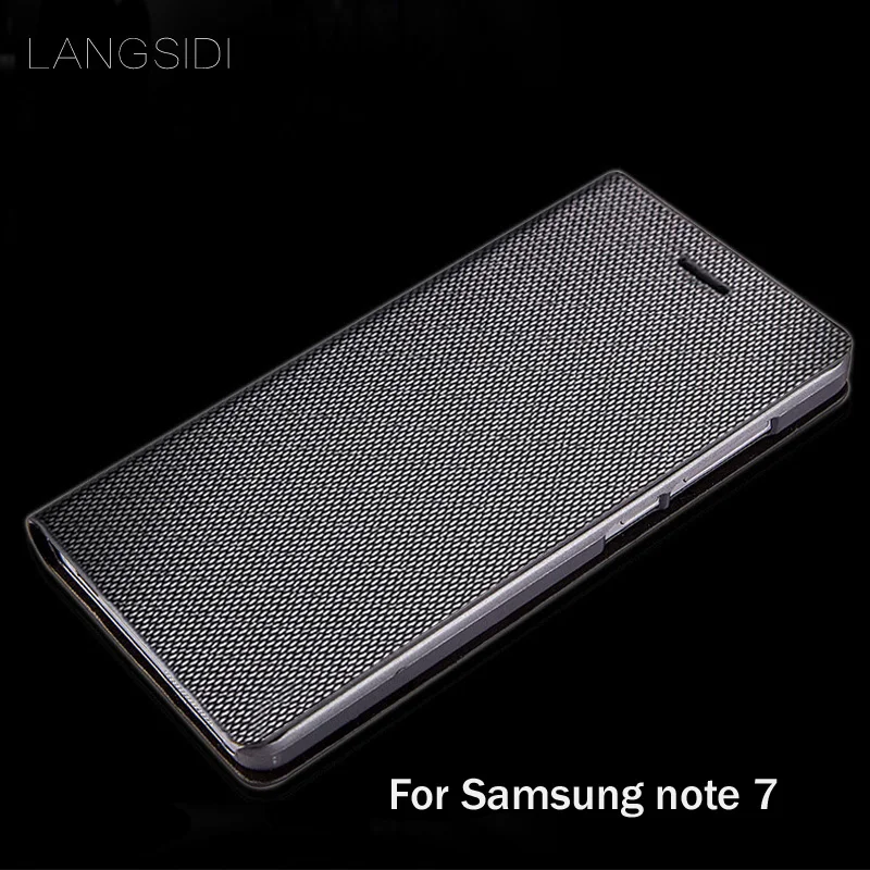 LANGSIDI brand genuine leather phone case diamond Pattern clamshell handphone shell For Samsung Note7 All- handmade | Мобильные