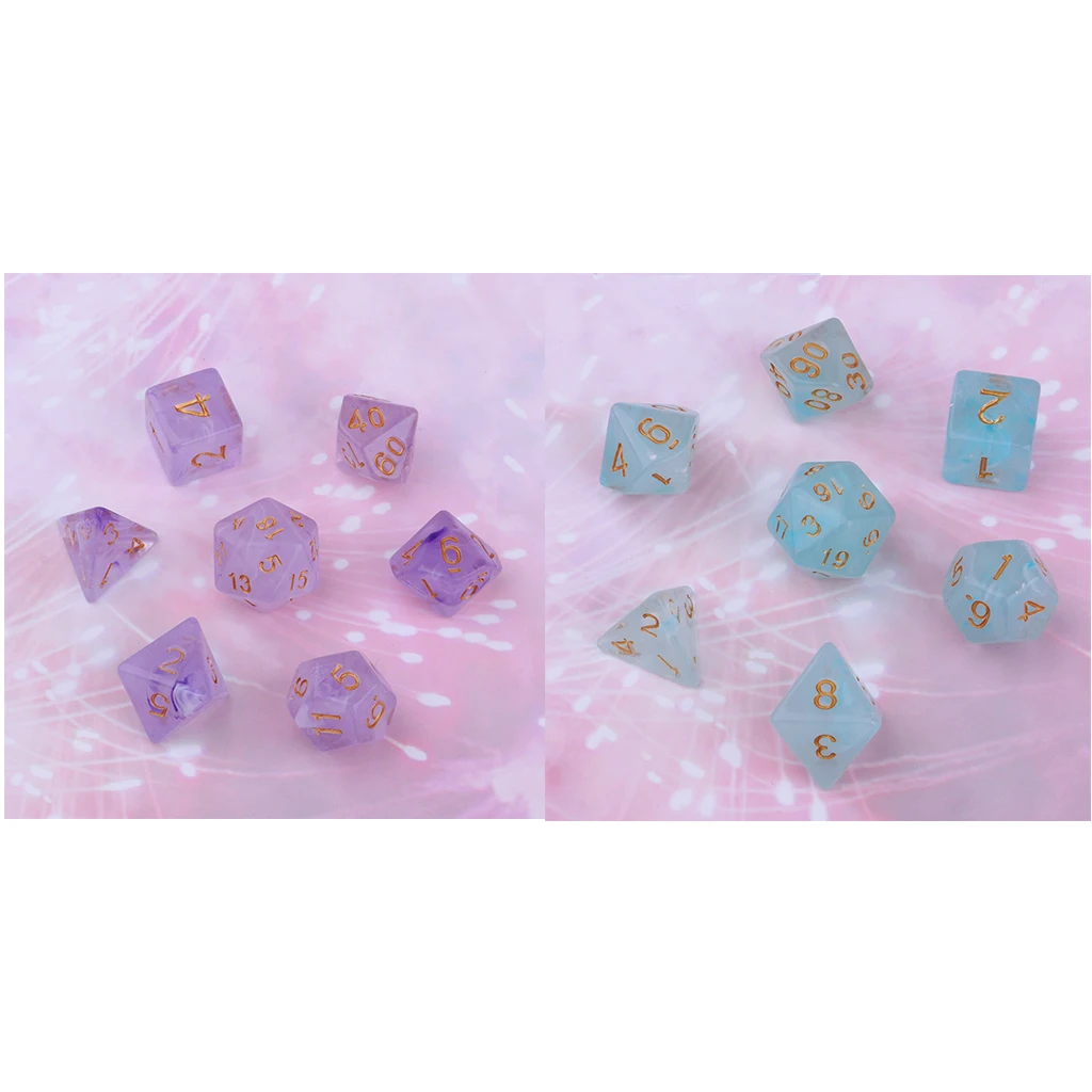 14/Set D4 D6 D8 Dice Game 1.6cm Sided Gem Dice for TRPG D&D Polyhedral Dices