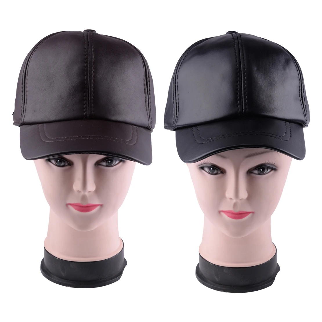 

Men's Full Grain Genuine Sheepskin Leather Baseball Hat Winter Warm Adjustable Snapback Cap Hats For Men