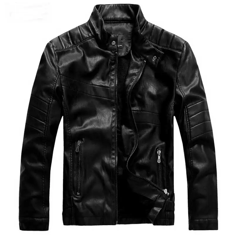 

Slim Fit Man Pu Lether Jackets Masculinas Inverno Couro Jacket Jaquetas De Couro Men's Winter Warm Fleece Leather Jacket M-XXL