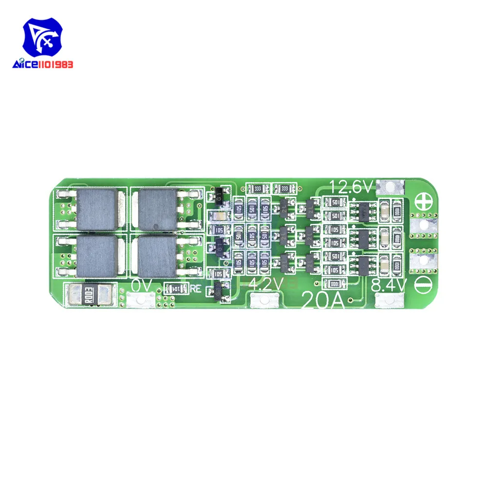 3S 12,6 V 20A литий-ионный аккумулятор 18650 зарядное устройство от перегрузки по току защита от короткого замыкания модуль PCB BMS ячейка