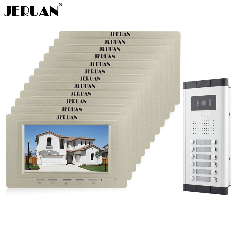 

JERUAN Wholesale Brand New Home Apartment Intercom System 12 Monitors 7" Color HD Video Door Phone intercom System FREE SHIPPING