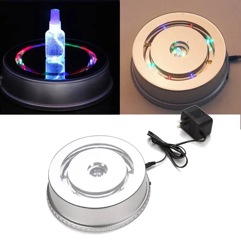 

Anti Slip ABS Material Silver 3D LED Lamp Base Rotating Display Stand Lamp Holder Bases AC plug 220V