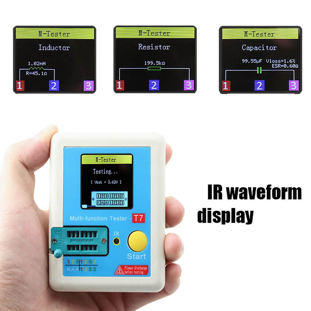 

Transistor Tester TFT Diode Triode Capacitance Meter ESR meter NPN PNP MOSFET IR Multifunction tester multimeter