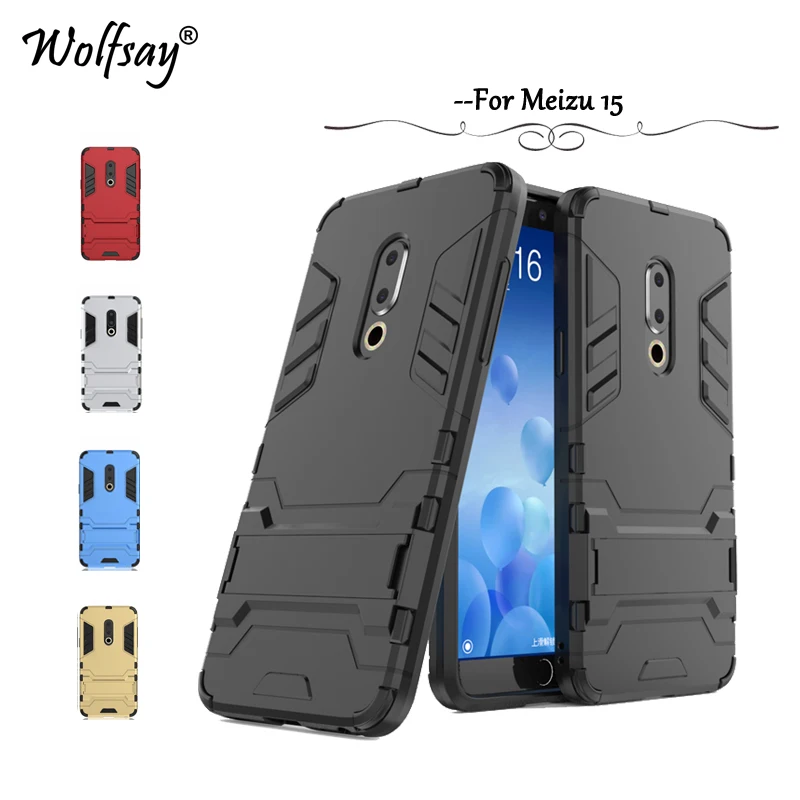 

Wolfsay Cover Meizu 15 Case Mei zu 15 Slim Robot Armor Rubber Capa FOR Phone Case Meizu 15 Cases Meizu 15 Fundas 5.46 inch