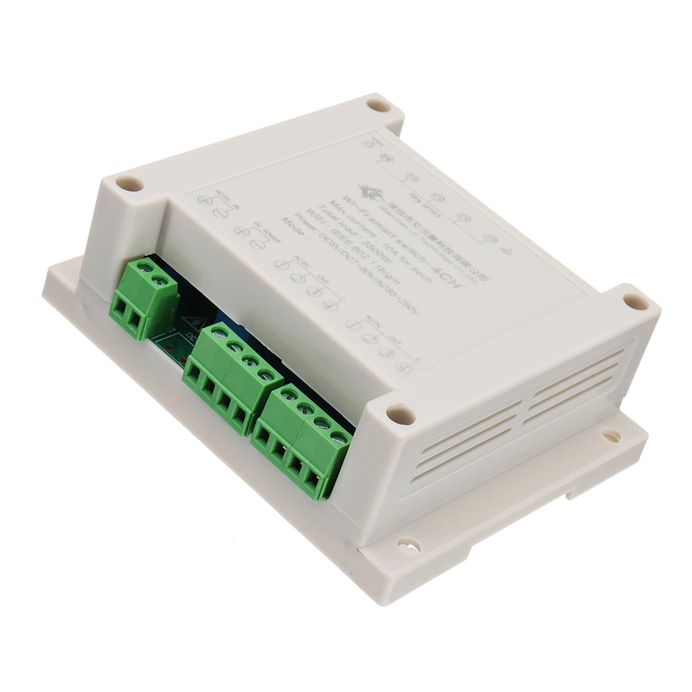 

NEW AC 220V 10A Control Smart Switch Point Remote Relay 4 Channel WiFi Module With Shell