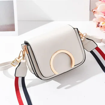 

2019 Simple Chic Women Messenger Bag Luxury Brand Designer Shoulder Crossbody Bag Vintage Wide Strap Small Square Bags