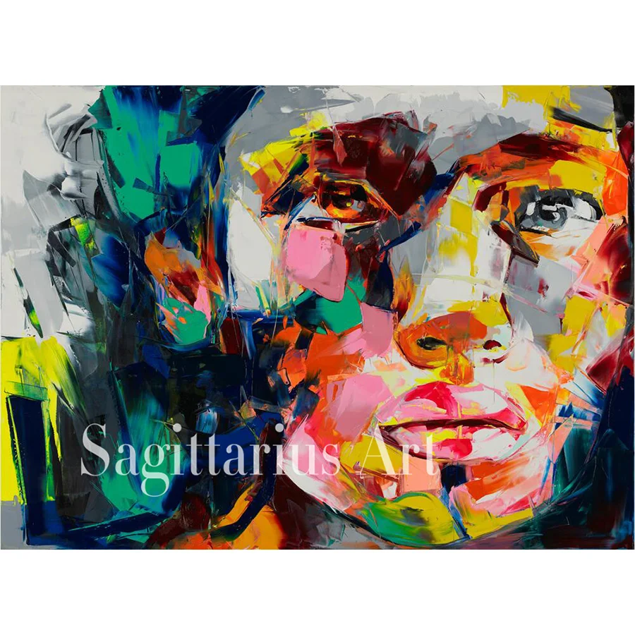 

Hand Painted Palette knife Abstract Francoise Nielly Designer Untitled 595 Oil Painting Canvas Cool Face Bedroom Fine Artwork