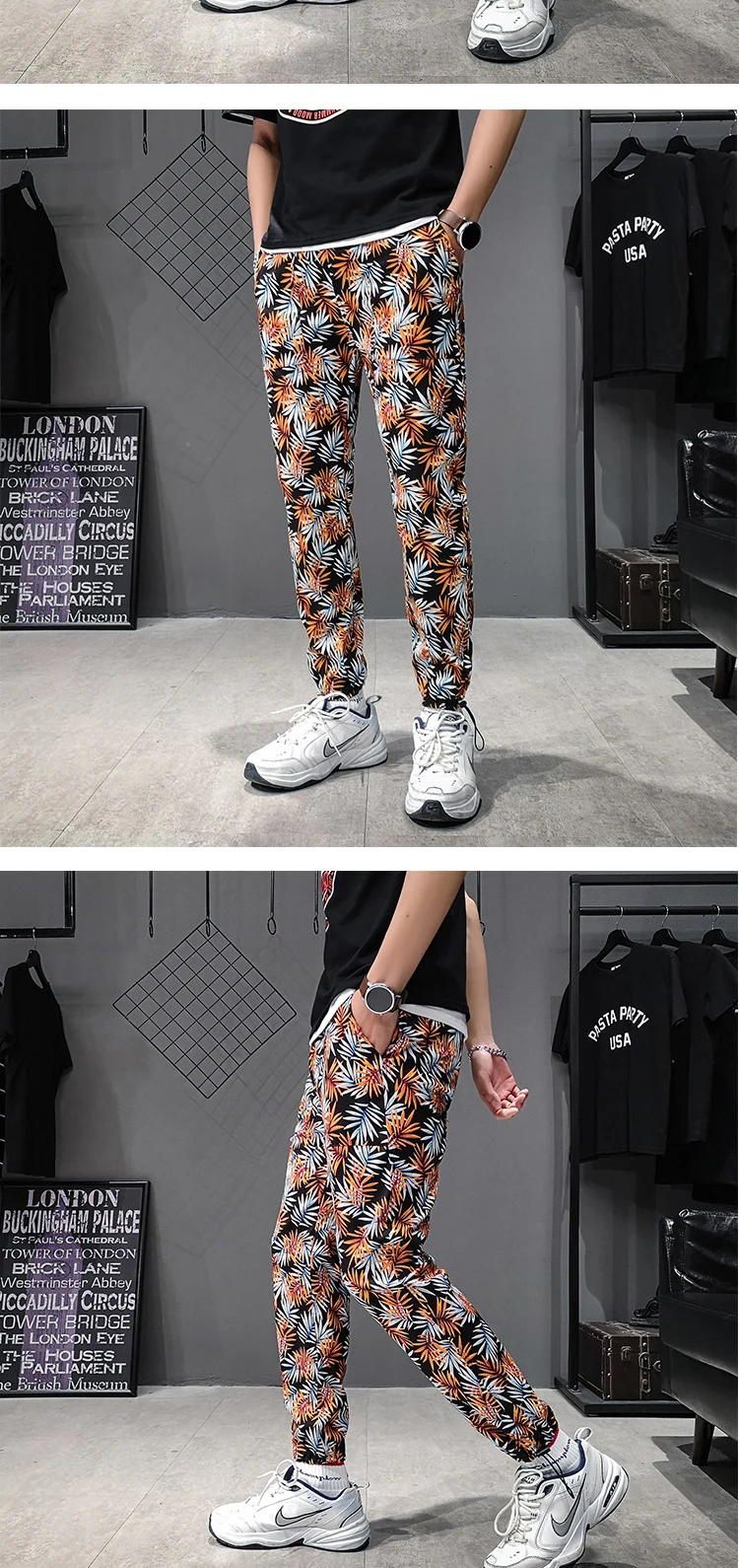Privathinker, узкие брюки-карандаш,, мужская Японская уличная одежда, штаны для бега, мужские Модные Спортивные штаны с цветочным принтом, черные спортивные штаны