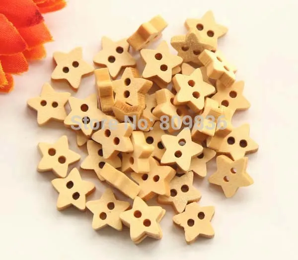 

100pcs/lot New Little star design sewing buttons Wooden buttons for children Sewing accessories Wholesale(SS-436)