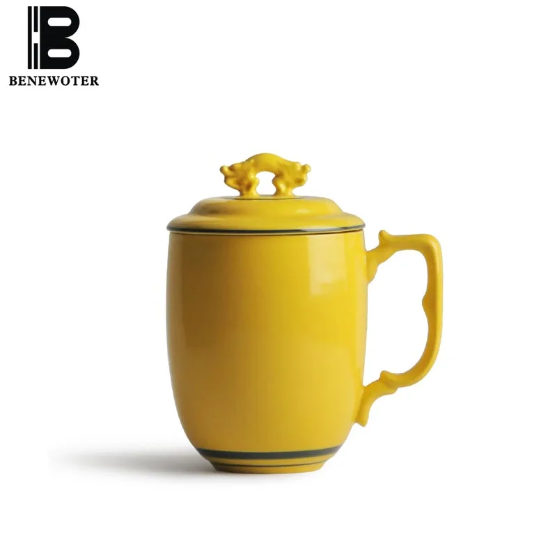

400ml Chinese Style Master Tea Mug with Lid Kit Ceramic Porcelain Coffee Milk Cup Vintage Drinkware Large Capacity Water Cups