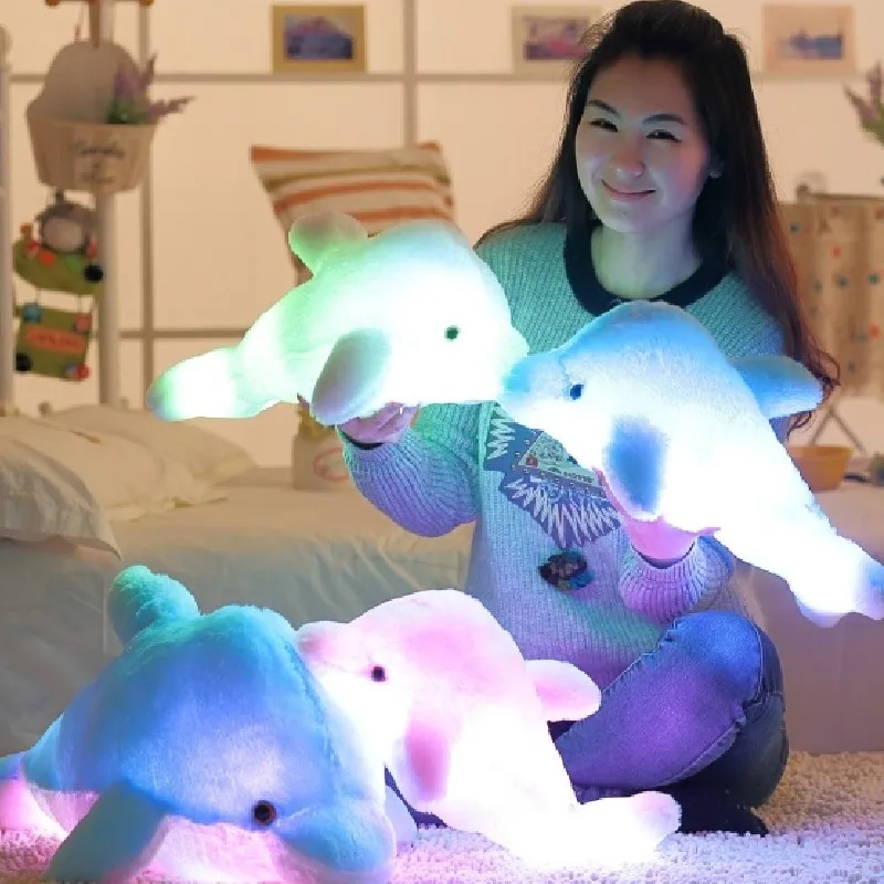 1 шт. 45 см красочные светодиодные милые подушки чучело дельфина плюшевые детские игрушки для девочек подарок на день рождения подарок для детей