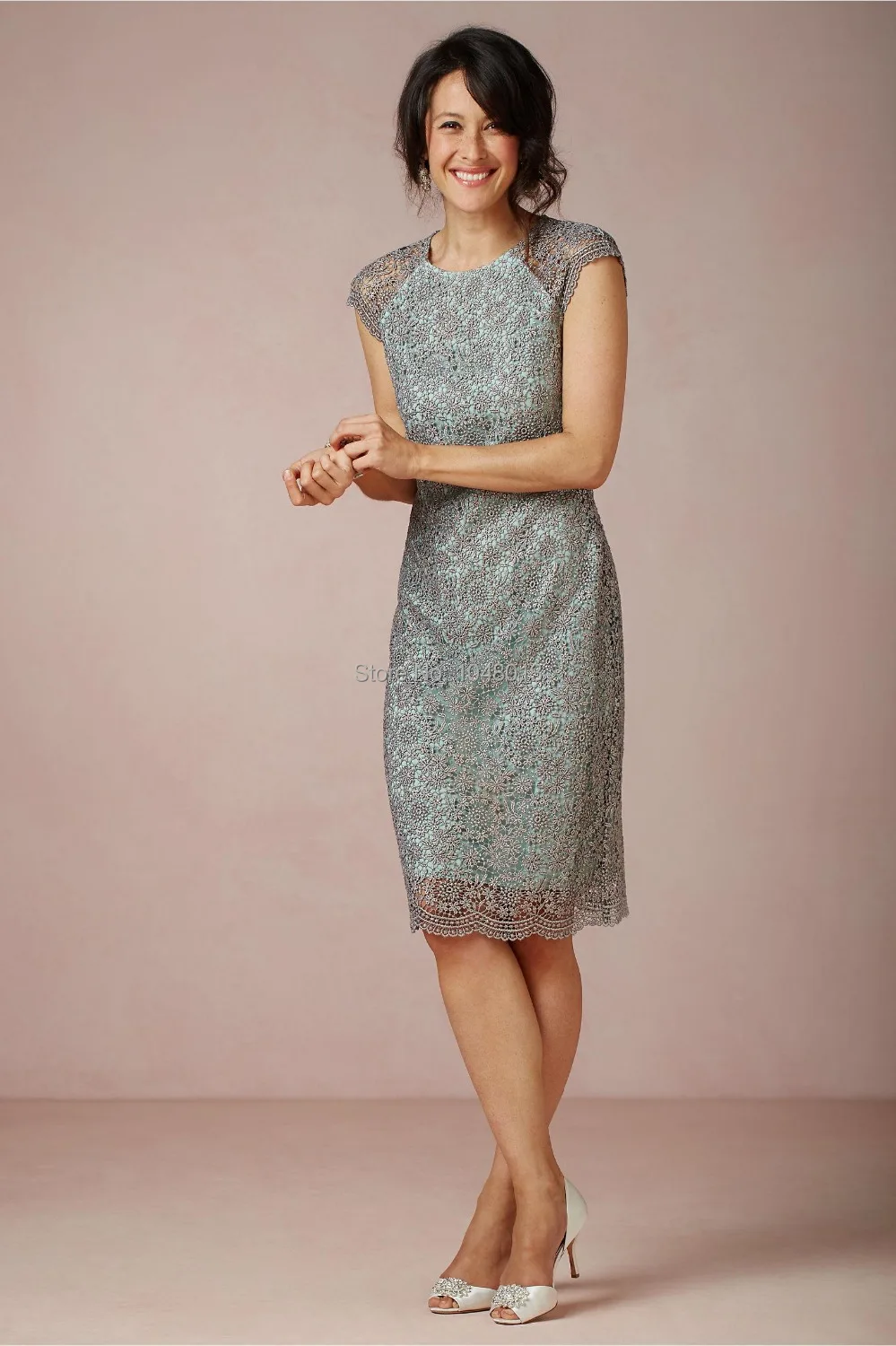 2015 Modest Teal Knee Length Sheath Mother Of The ...