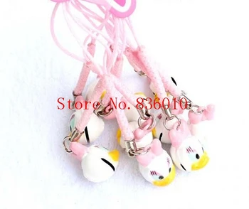 

Hot Sale 50 pcs Cartoon Daisy Duck Head Pendant Key Chains With Bell Gifts Favors LL-27