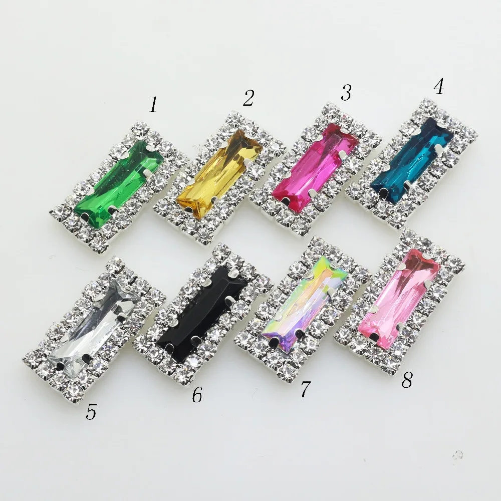 

Hot Sale 10 pcs rectangle Acrylic 20mm*10mmRhinestone Buttons DIY Diamond Button Invitation gail hair bowknot Flower Accessory