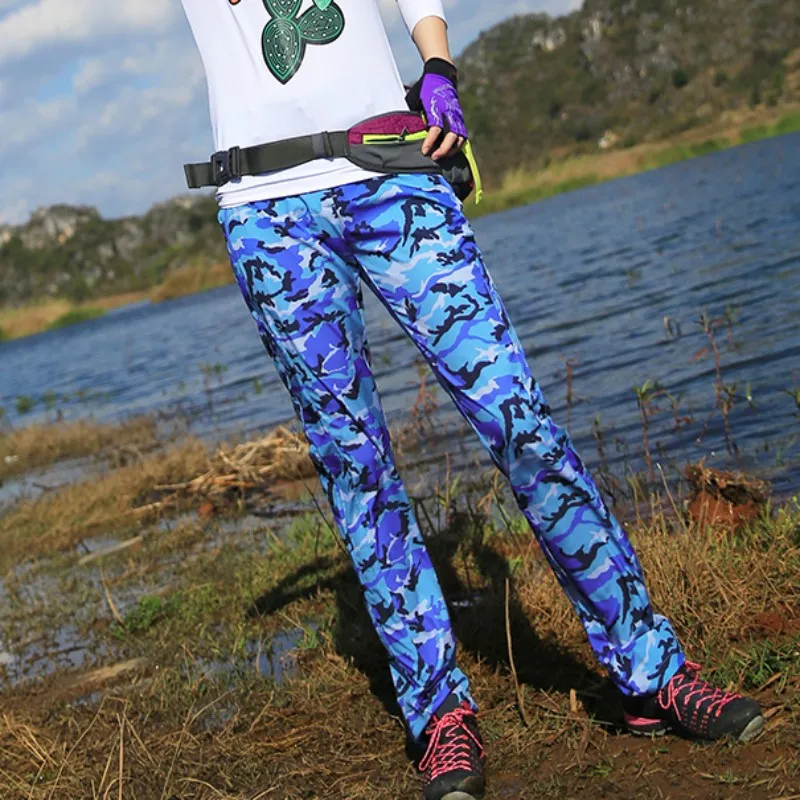 2019 nueva llegada al aire libre de las mujeres de secado rápido pantalones de camuflaje senderismo Trekking elástico de longitud completa Pantalones Mujer Pantalones ciclismo