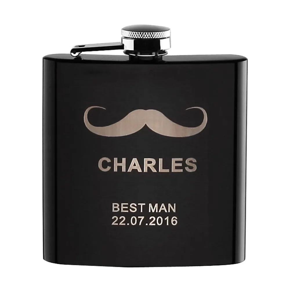 1 Piece Personalized Engraved 6 oz Stainless Steel Hip Flask ChristmBirthday Valentine's Day For Friend Gift Wedding Favors FL01