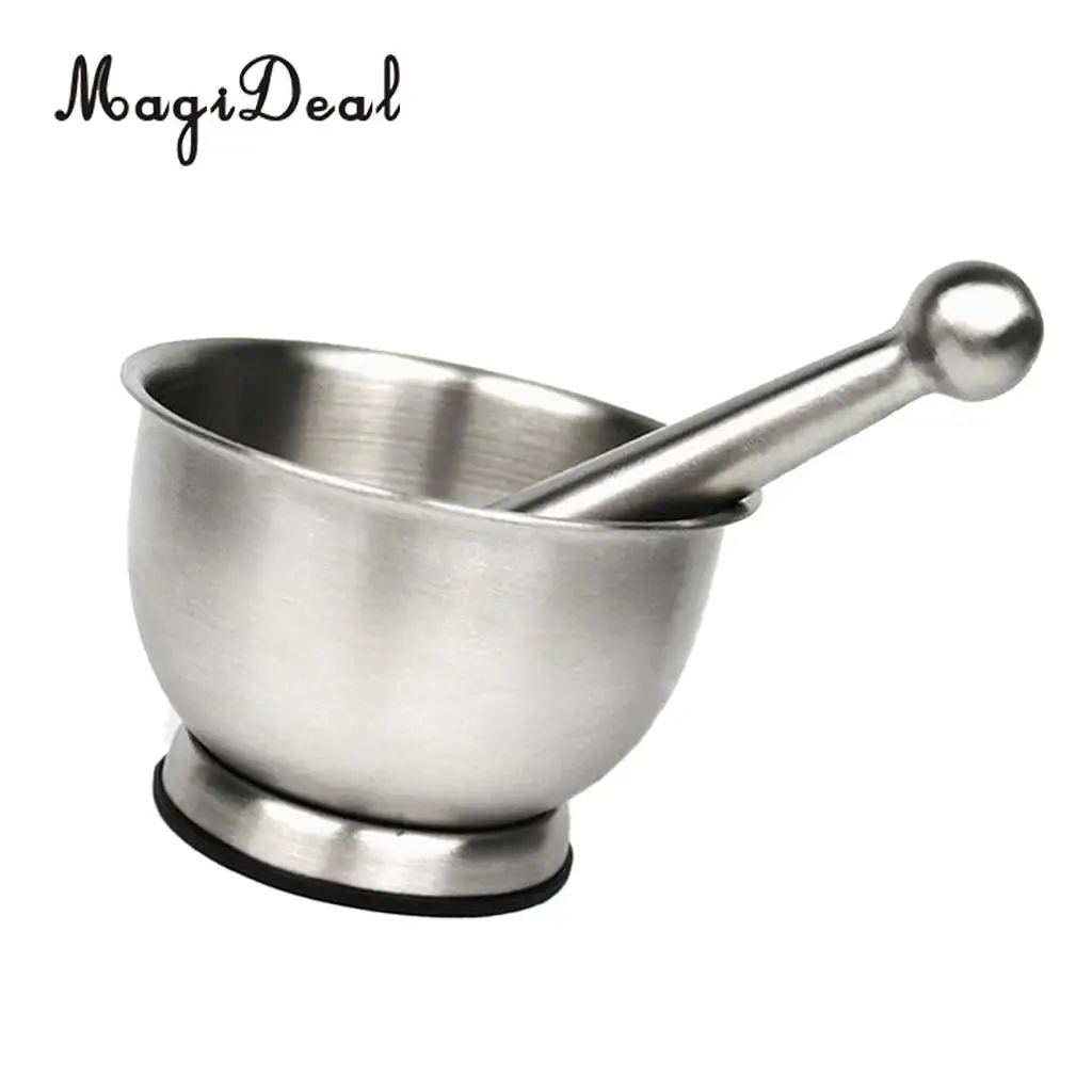 Amagogo Stainless Steel Mortar & Pestle Hand Crusher Garlic Spice Herb Grinder Bowl