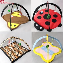 Cat Play Mat Activity Center Pet Kitten Pad Bed Cat Play Center Tent with Hanging Toy Balls and Mice for Cats