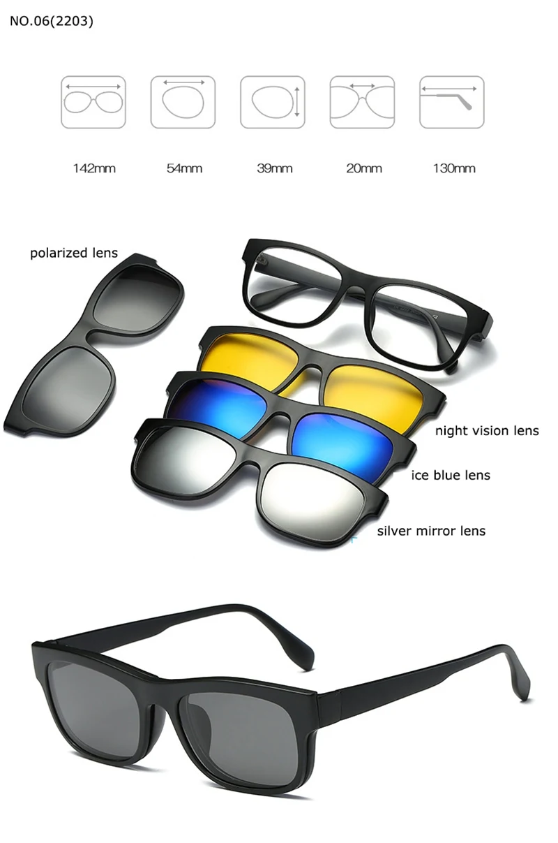 Оправа для очков для мужчин и женщин с клипсой 4 шт. поляризованные солнцезащитные очки магнитные очки для вождения близорукость