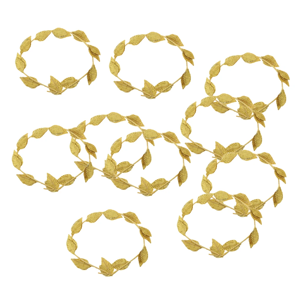 10pcs Laurel Wreath Roman Greek Goddess Gold Leaf Headband Summer Beach Wedding Hair Accessories Gift