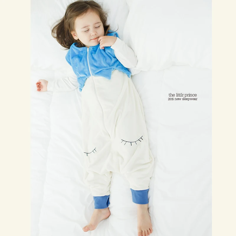 (KID STATION ) Novelty Baby Bag Sleepers Autumn Winter Children Jumpsuit Flannel Funny Animal