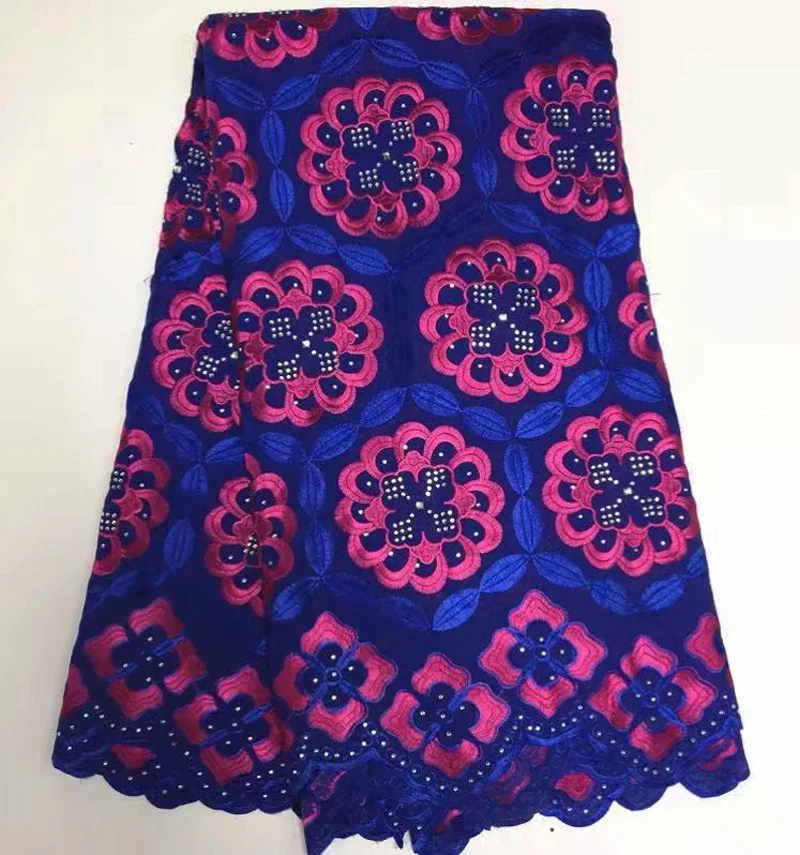

(5yards/pc) high quality African cotton lace fabric in royal blue and fushia for making fashion dress 10colors in stock CLS28