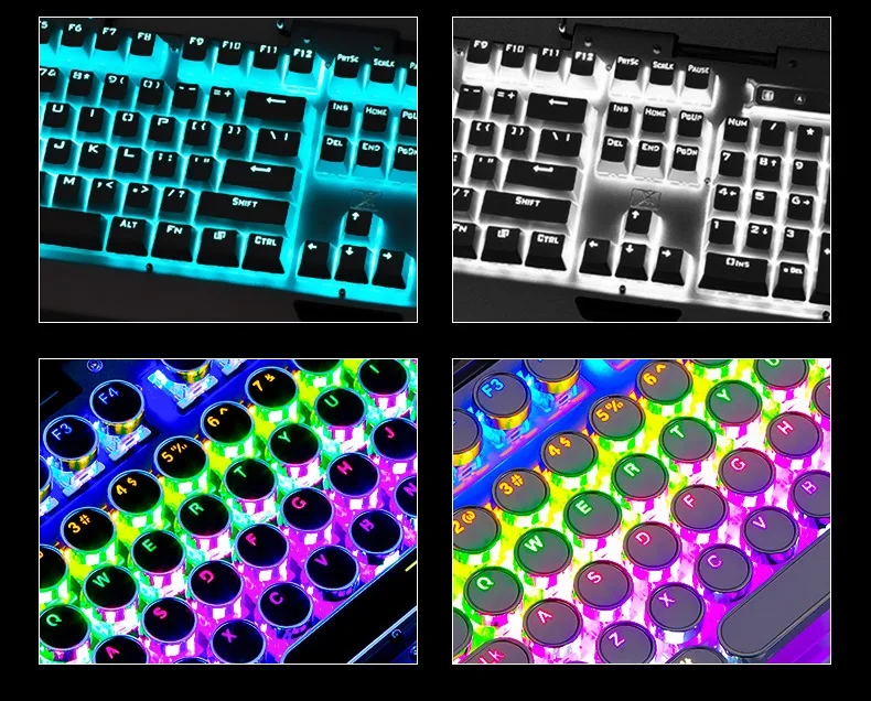Технология Apedra X10 Ретро Круглый Светильник пишущая машинка Трансмиссия Keycap Проводная Механическая игровая клавиатура несколько светильник эффекты