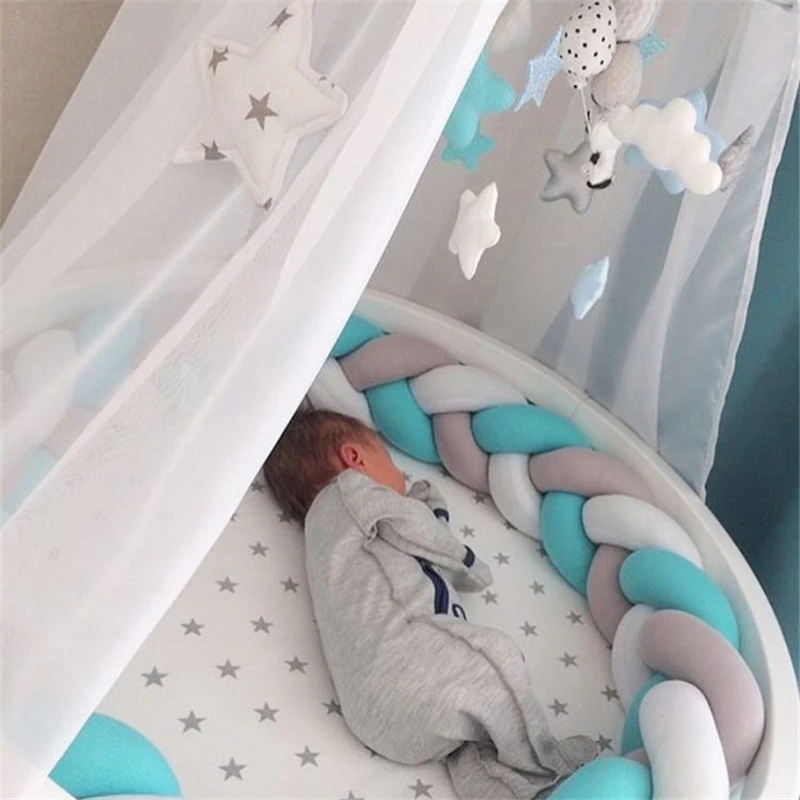 Acheter 2 M 3 M Lit Bébé Protecteur Noeud Bébé Lit Pare chocs Tissage En Peluche Infantile Lit Coussin Pour Les Nouveau nés Pépinière lit Pare chocs Room Decor