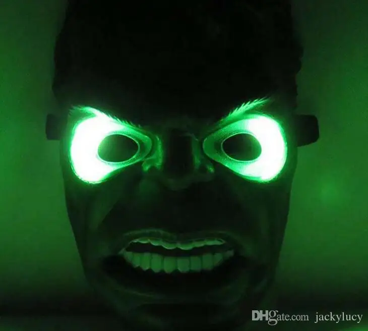  Superhero LED Flash Party Mask Hulk Ironman Spiderman TMNT Captain Americ COS Heros Avengers Cartoon Film for Kids Men Women Xmas Gift