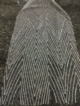 

Hot selling african lace fabric Z-han6247 with Sequins high quality mesh tulle lace fabric for wedding