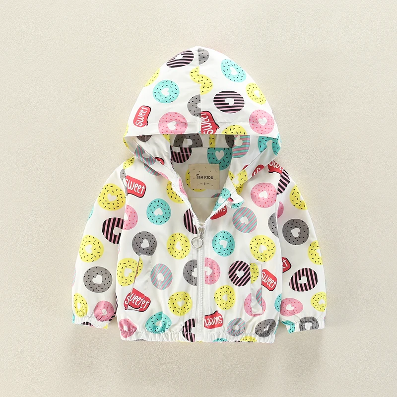 

JN18087 Child Jacket 2018 NEW Spring Autumn Kids Cute Donuts Print Jackets Baby Boy Girl Thin Coat Tops Windbreaker Clothing