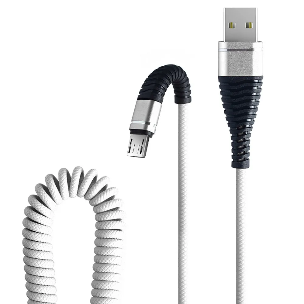 1,2 м микро USB телефонный кабель рыбий хвост пружина прочный кабель для быстрой зарядки данных для телефона Android универсальные кабели# YL5