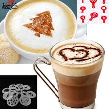 День Святого Валентина, Рождественская вечеринка, 8 шт., прозрачный красный кекс, украшение латте, Арт, кофе, декоративный трафарет