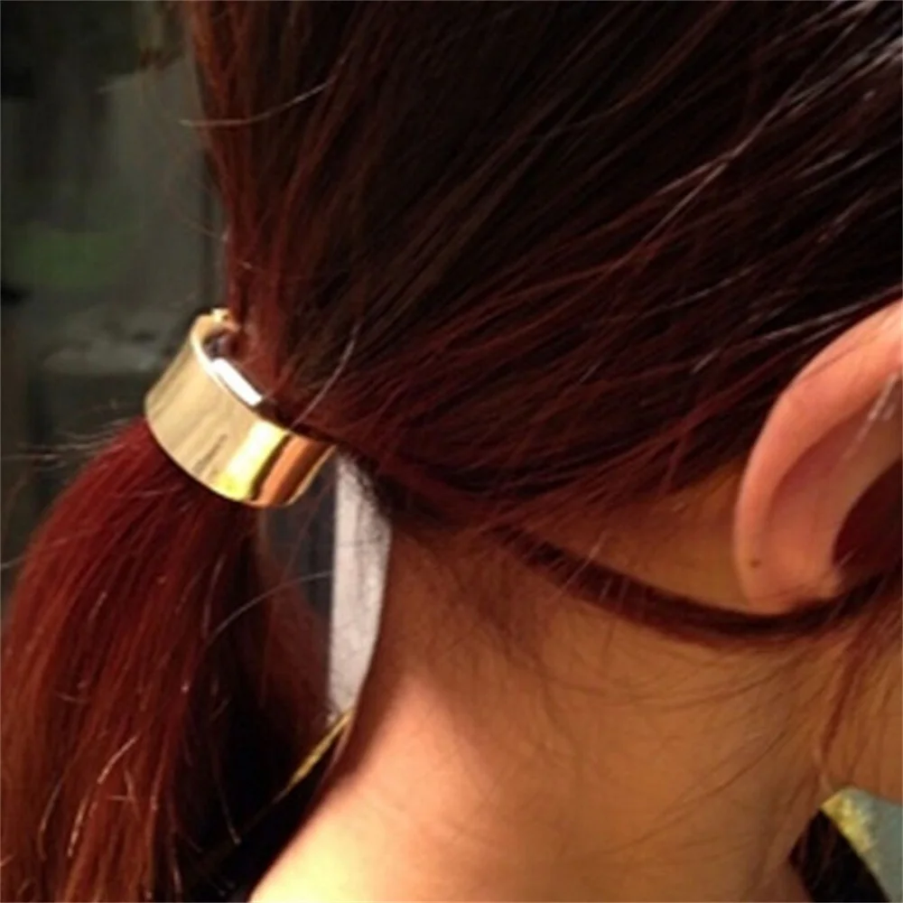 

New Fashion Women New Gold Silver Shiny Metal Hair Tie Hair Band Ponytail Holder Tail Circle Elegant Fashion Metal Hair